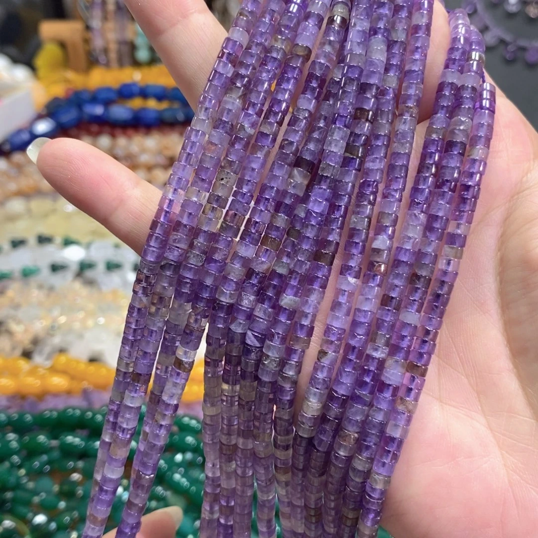 玛瑙/玉髓足银镀金镶嵌珠宝半成品紫水晶直切一条卡4mm