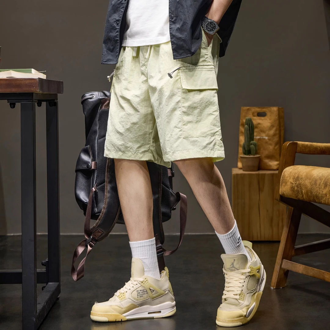 美式户外工装机能休闲短裤男士夏季宽松直筒速干透气外穿五分裤子