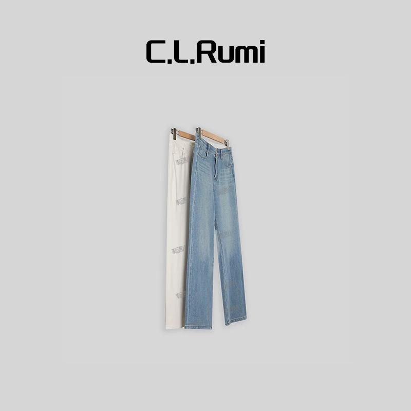 【Rumi时装】25年春夏琎口直筒水弹力百搭松紧牛仔裤4763kz