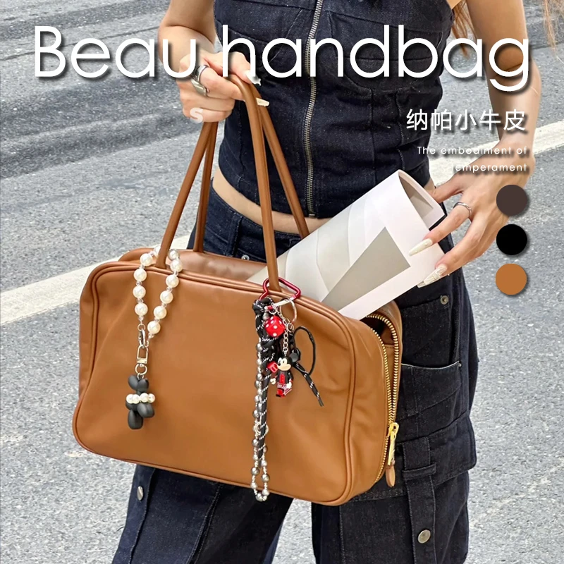 高级感大容量通勤公文包真皮牛皮百搭复古女士beau手提包腋下包