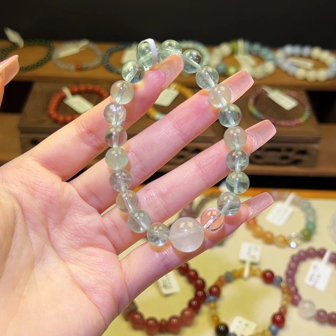 水晶银S925镀金镶嵌手串绿1591