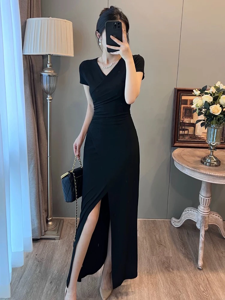 设计感仙女夏季清凉新款轻奢优雅显瘦包臀气质开叉裙子时尚高贵