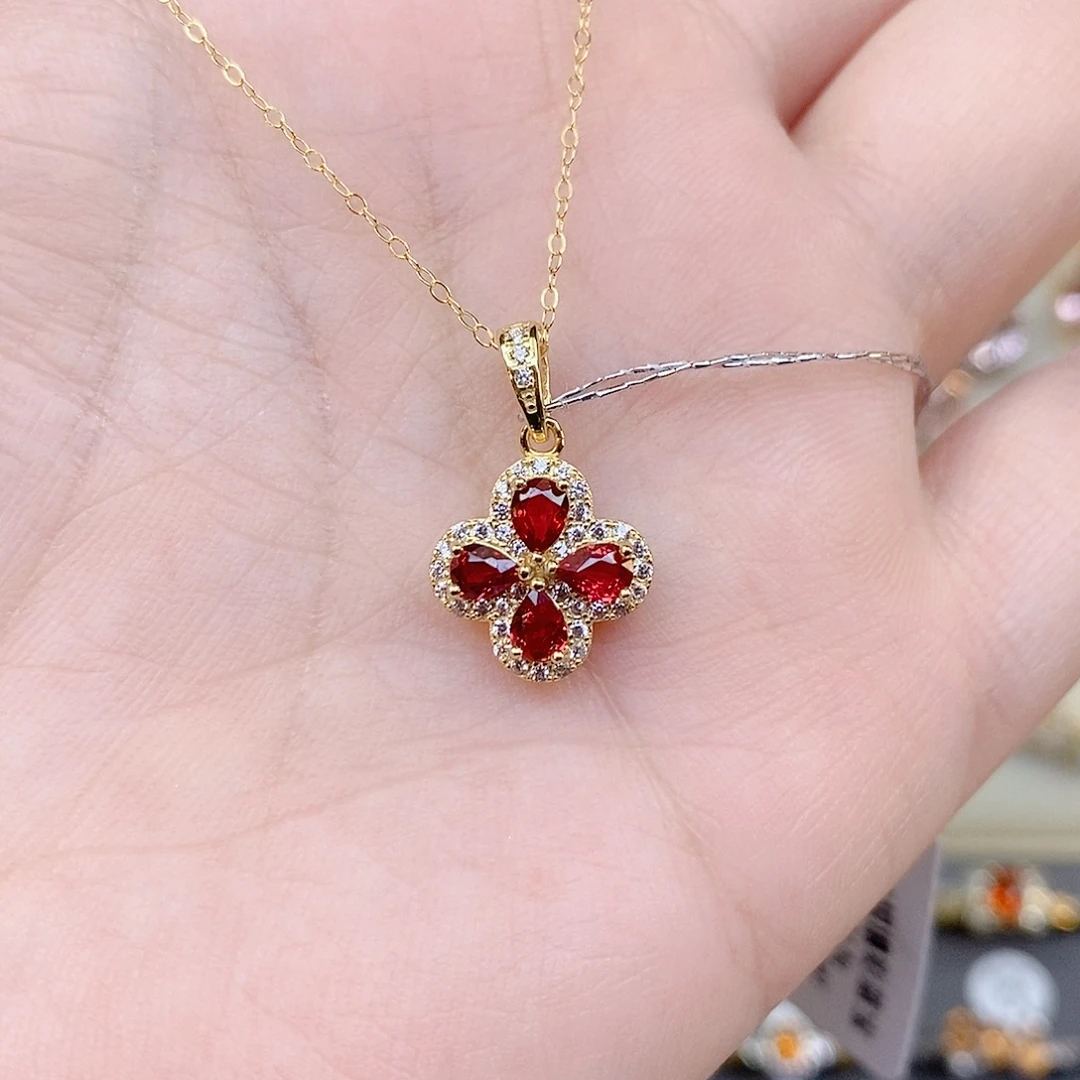 吊坠(赠链)彩色蓝宝石银S925镶嵌