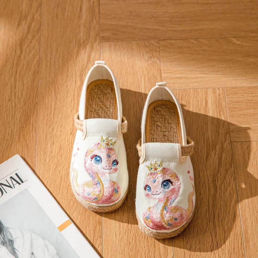 【灵蛇】国风重工刺绣舒适百搭手工亚麻女鞋软底外穿民族风夏季