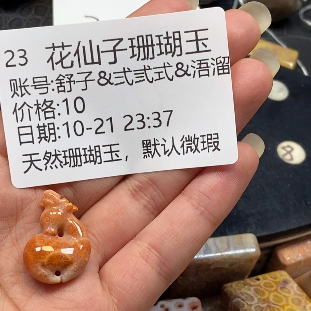 舒***漆硅化珊瑚（珊瑚玉）未镶嵌珠宝半成品23