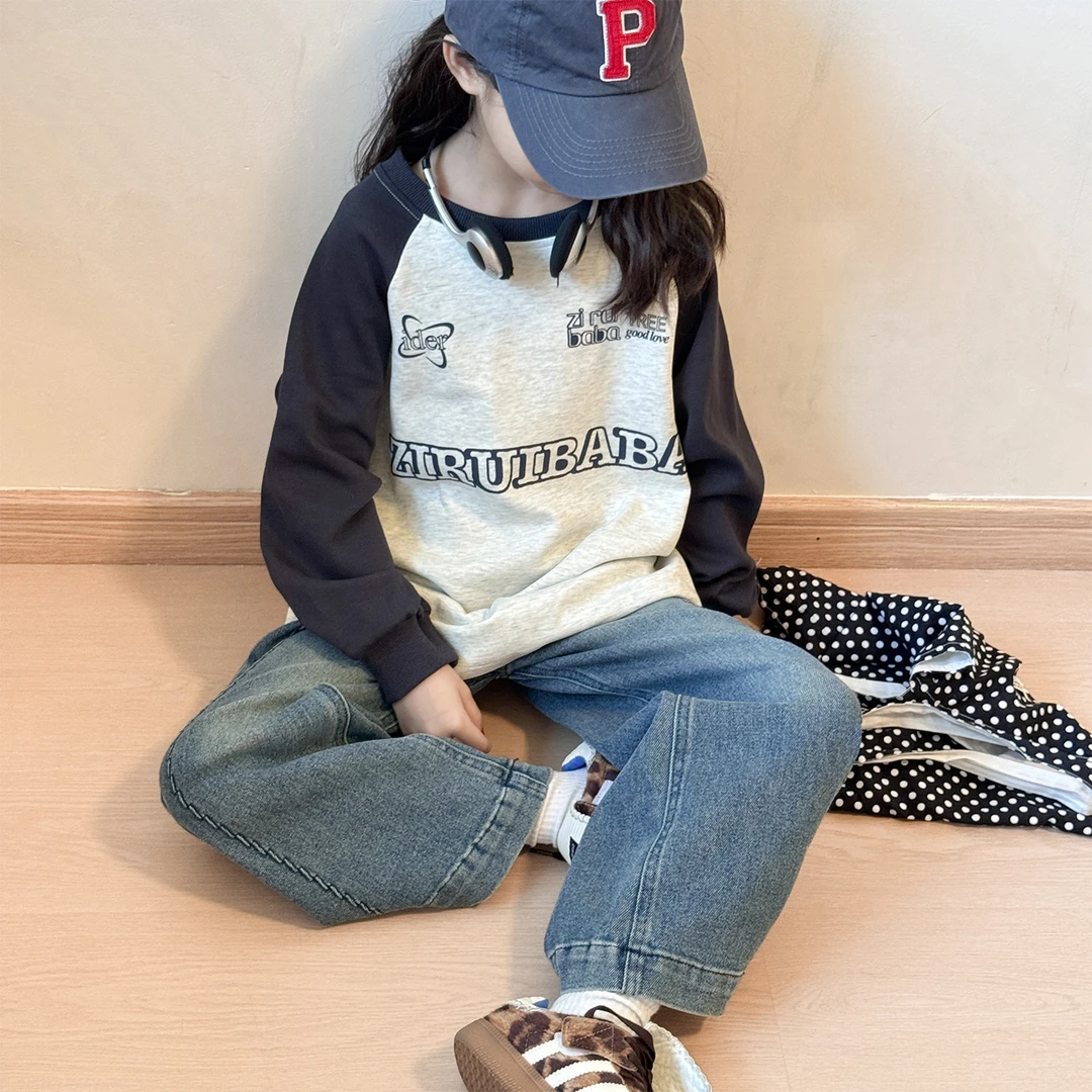 女童春秋长袖T恤秋季2025新款儿童打底衫女大童秋装时髦洋气上衣9