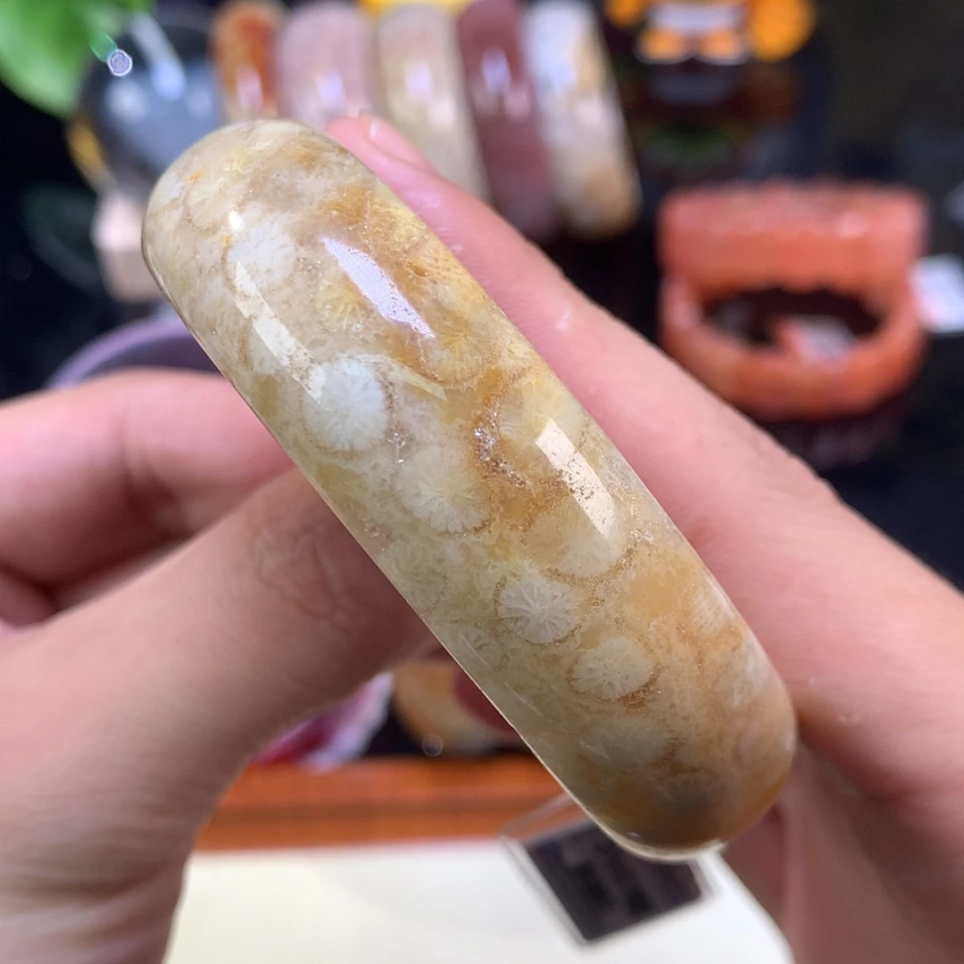 【闪购商品】颈饰未镶嵌硅化珊瑚（珊瑚玉）42号58.5圈爆闪豹纹