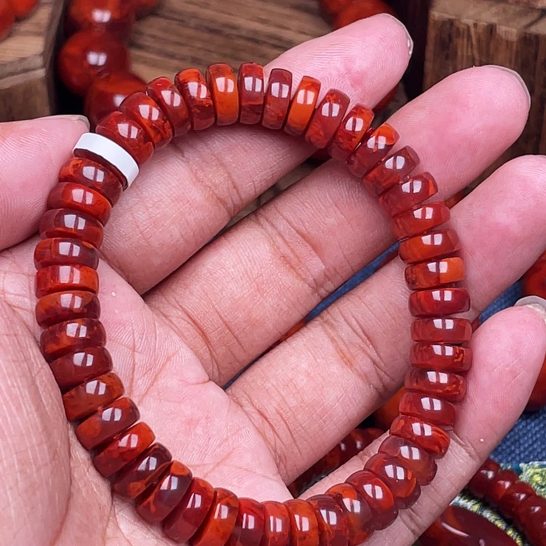 南红玛瑙未镶嵌手链南红瓦西卡10火焰药片