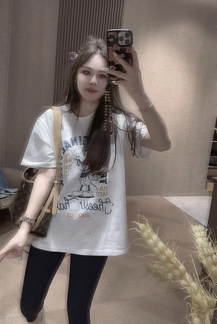 欧洲站2025春夏新款女装时尚洋气短袖T恤女宽松休闲打底衫上衣潮