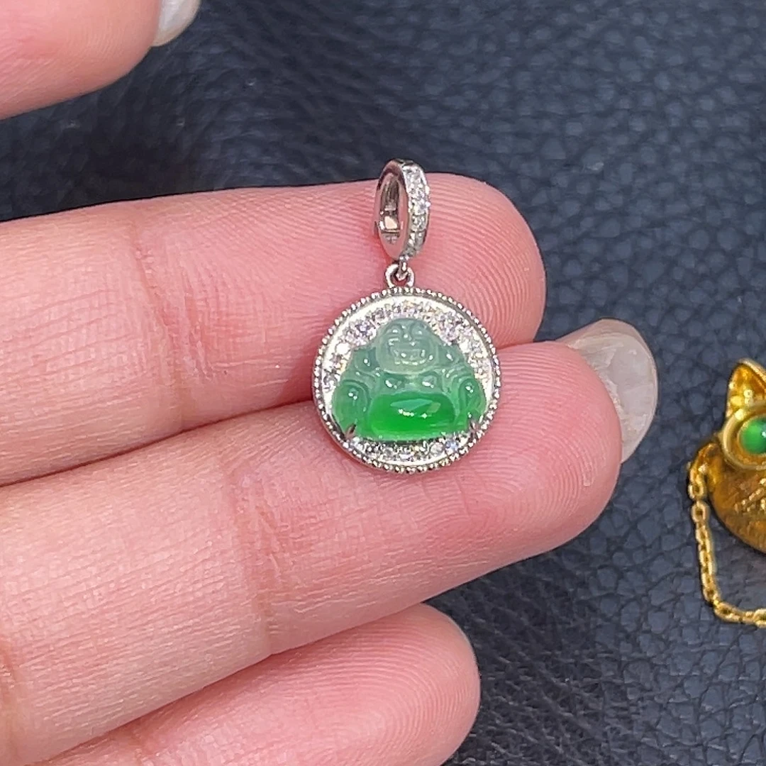 翡翠18K金镶嵌吊坠(不含链)佛公