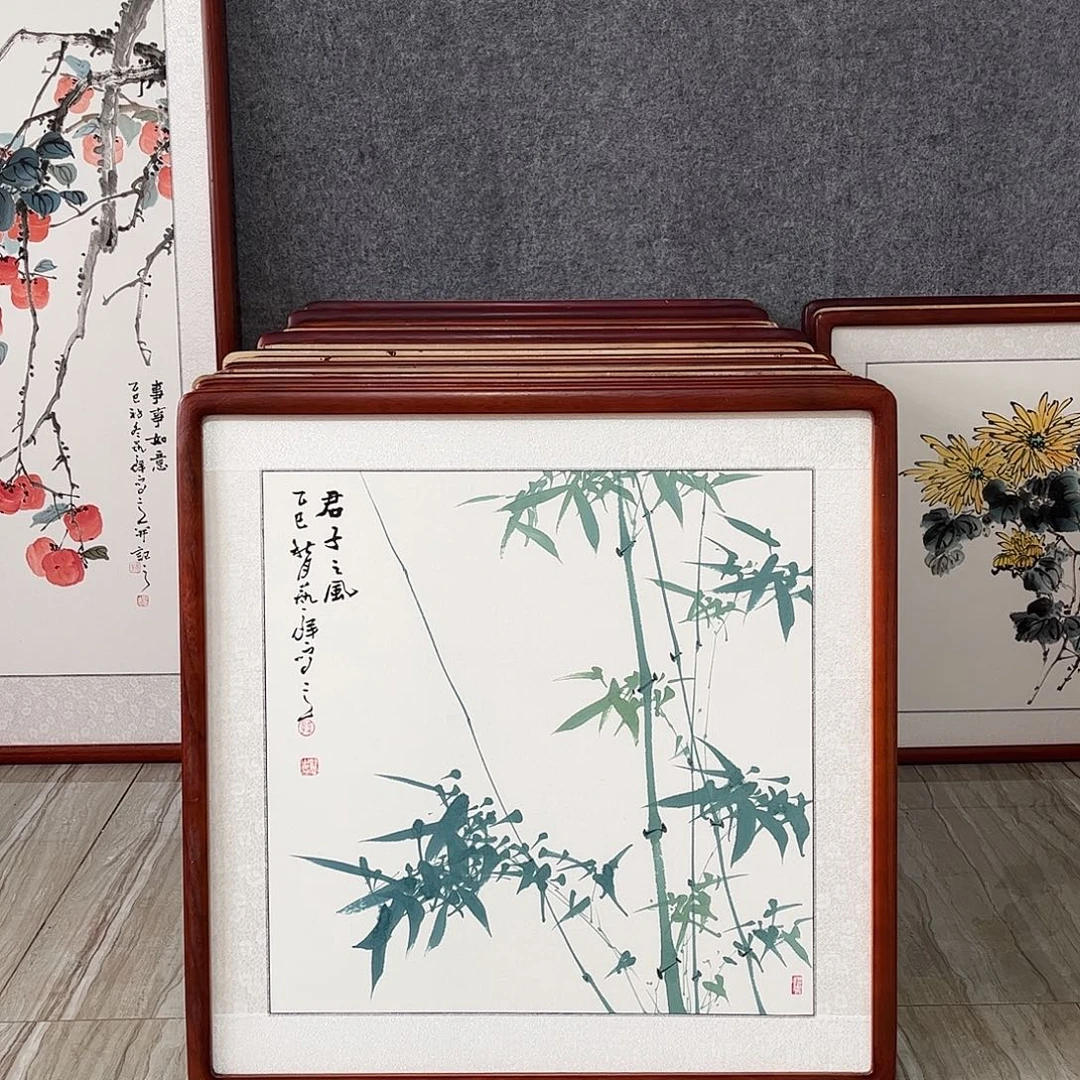 国画书画作品带框63×63