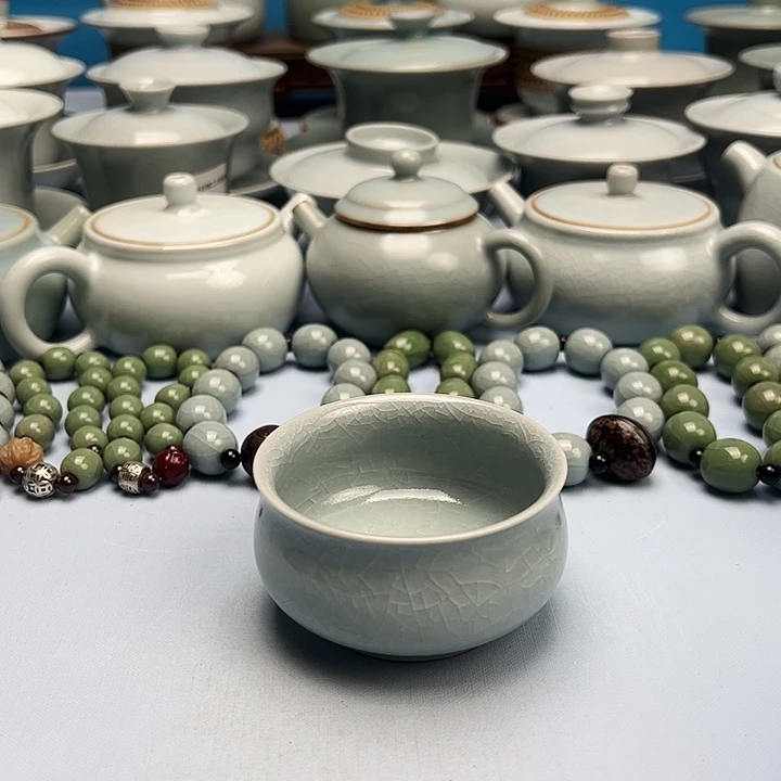 杯仿古月白釉卧佛杯原矿原釉原产地