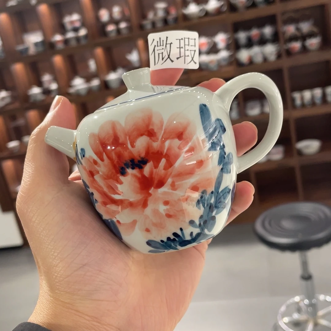 釉下手绘茶具微瑕