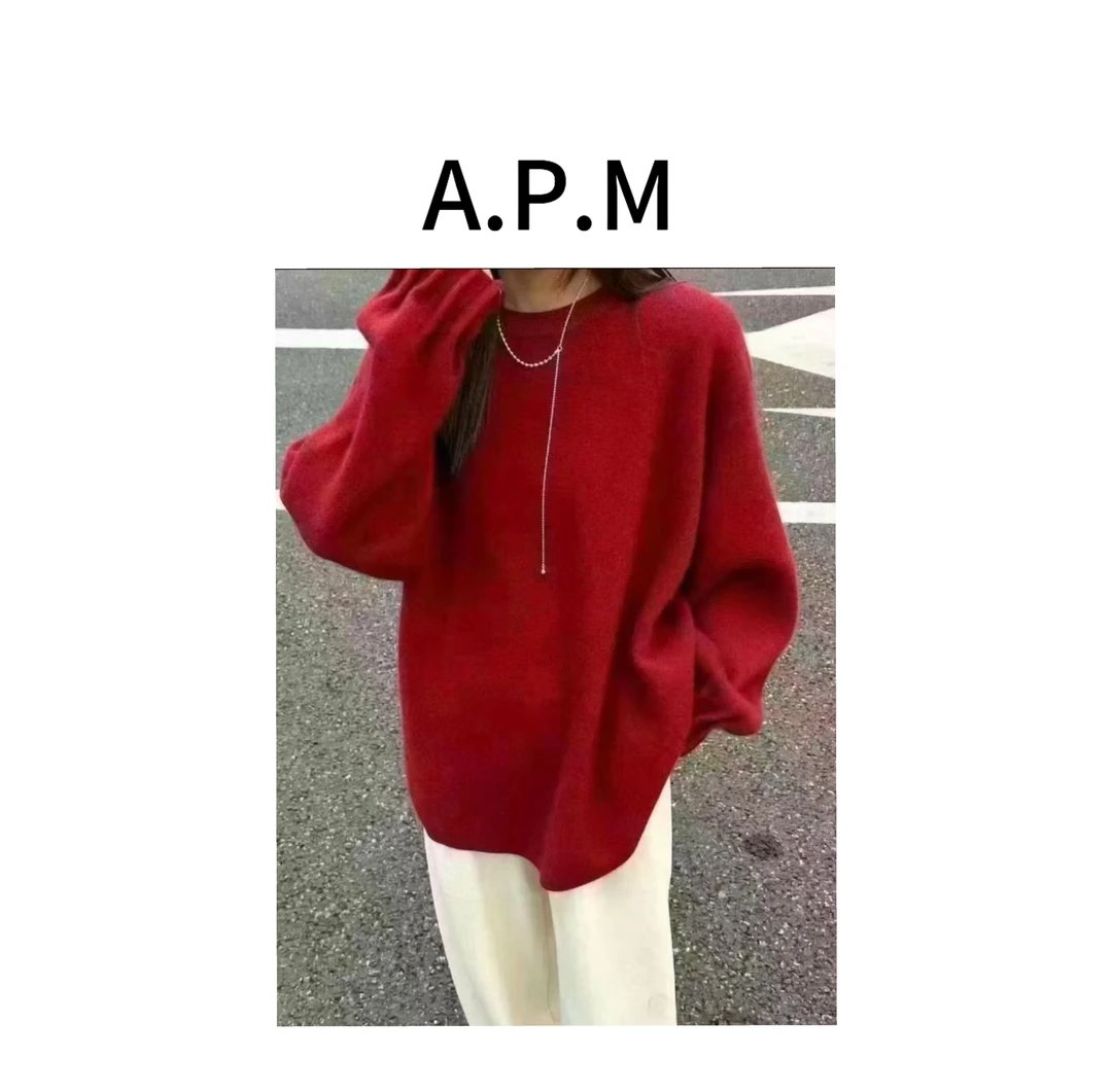 高美美-【新年氛围感】韩系街头时尚潮流捏褶袖休闲百搭长袖毛衣-F