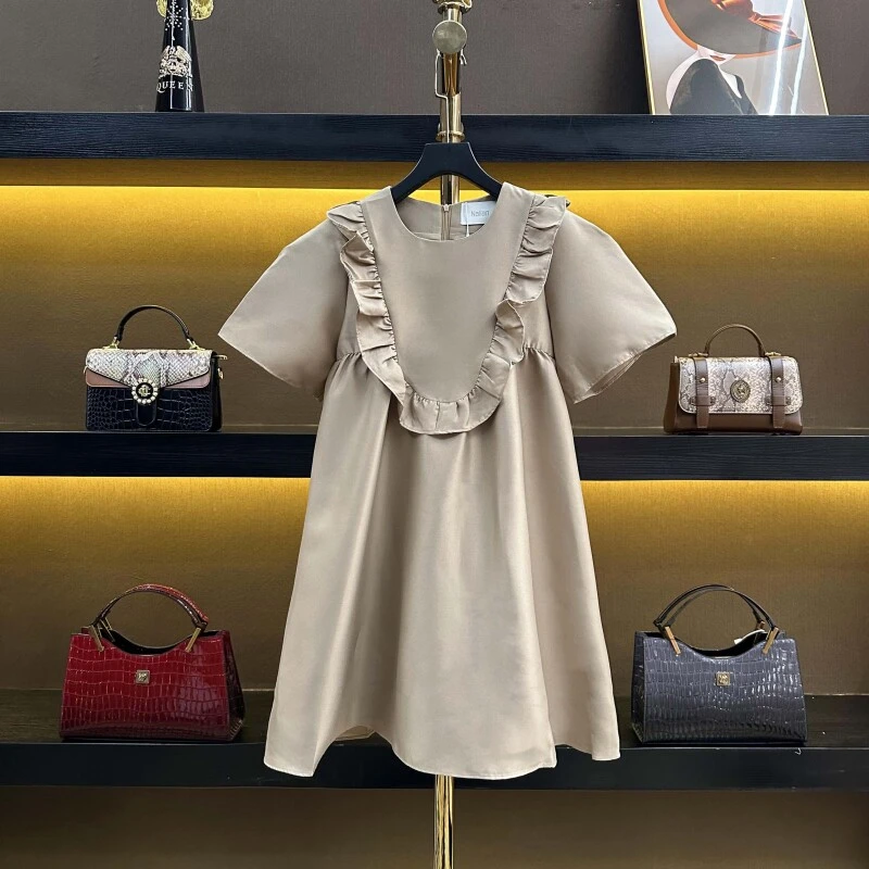 夏夏专属【牛奶咖啡】木耳边连衣裙女夏季今年活泼减龄洋气 15172