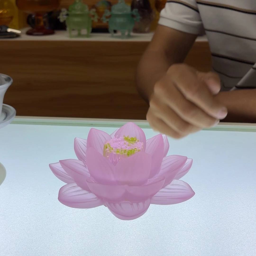 琉璃手工艺品粉色莲花