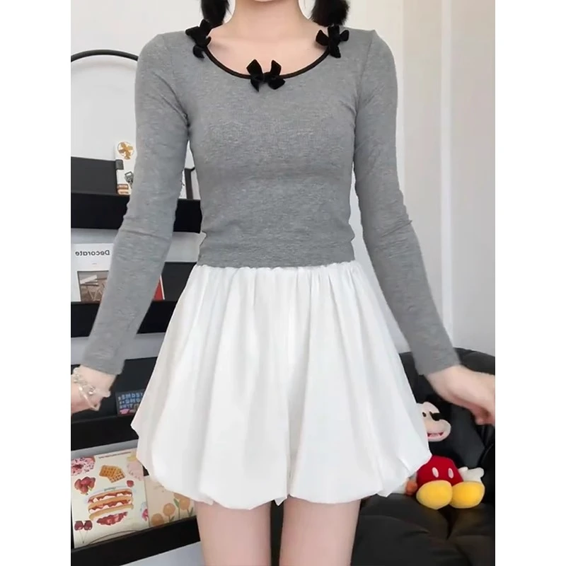 白色花苞裙裤女夏季大码胖mm梨型身材云朵a字小个子蓬蓬半身裙子