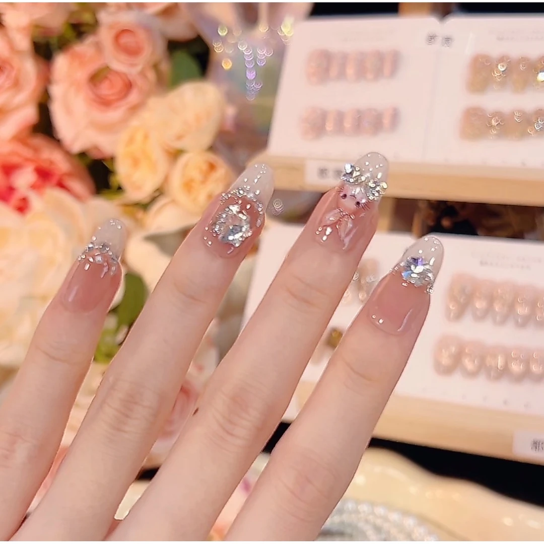 【兔兔打雷了】手工猫眼穿戴甲美甲贴片可拆卸指甲贴片10片装