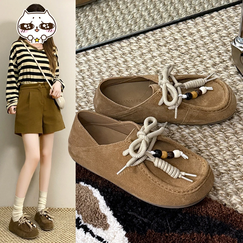 大码女鞋41-43码复古两穿勃肯鞋女秋新款懒人软底单鞋时尚袋鼠鞋