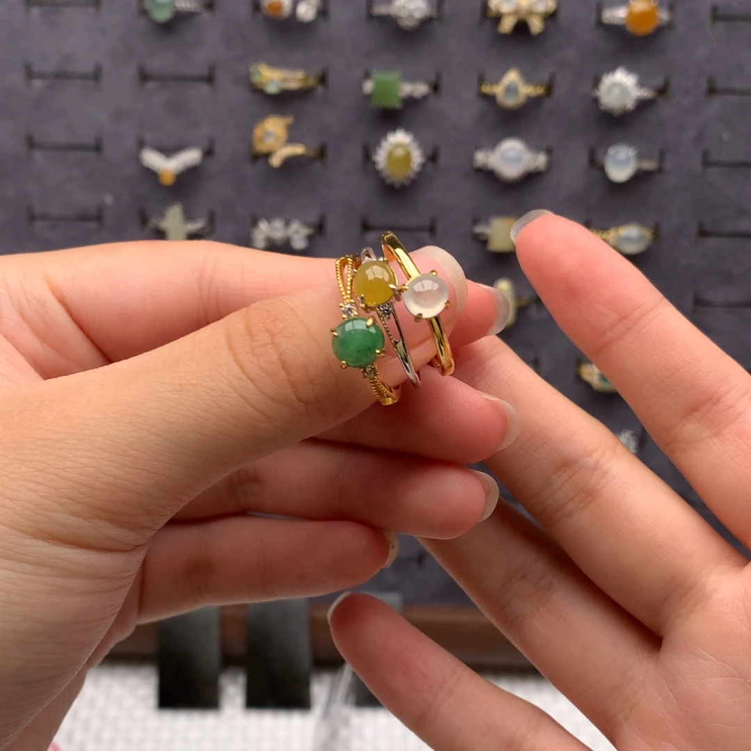 翡翠银S925镶嵌戒指戒指