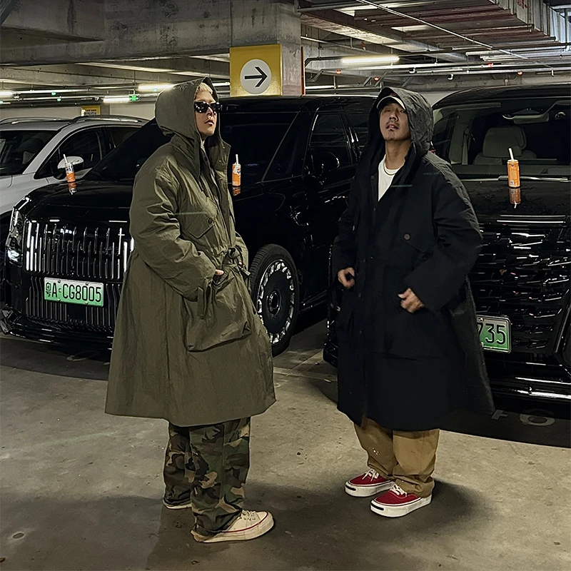 【促】白鹤大人重工机能风宽松连帽风衣多口袋收腰百搭工装夹克外套