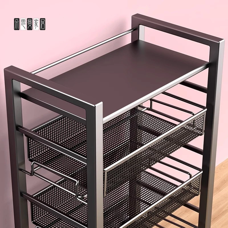 朵思曼移动厨房菜篮子置物架家用落地多层果蔬收纳多功能烤箱微波