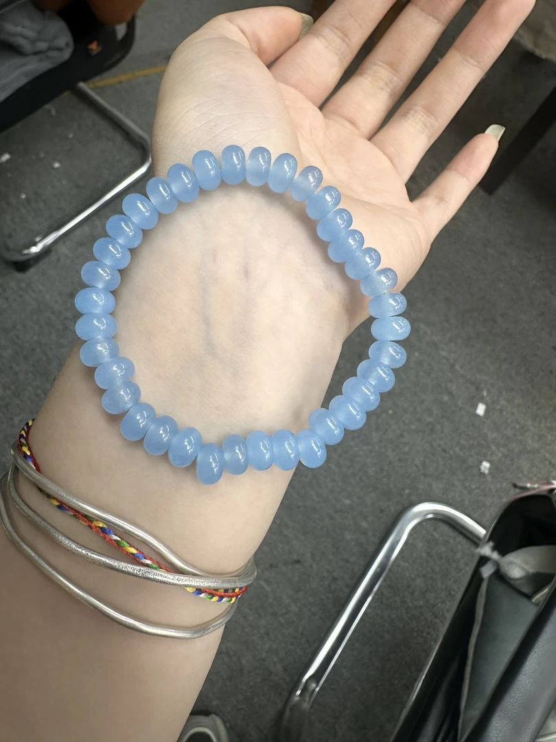 海蓝算盘珠单圈宝石手串