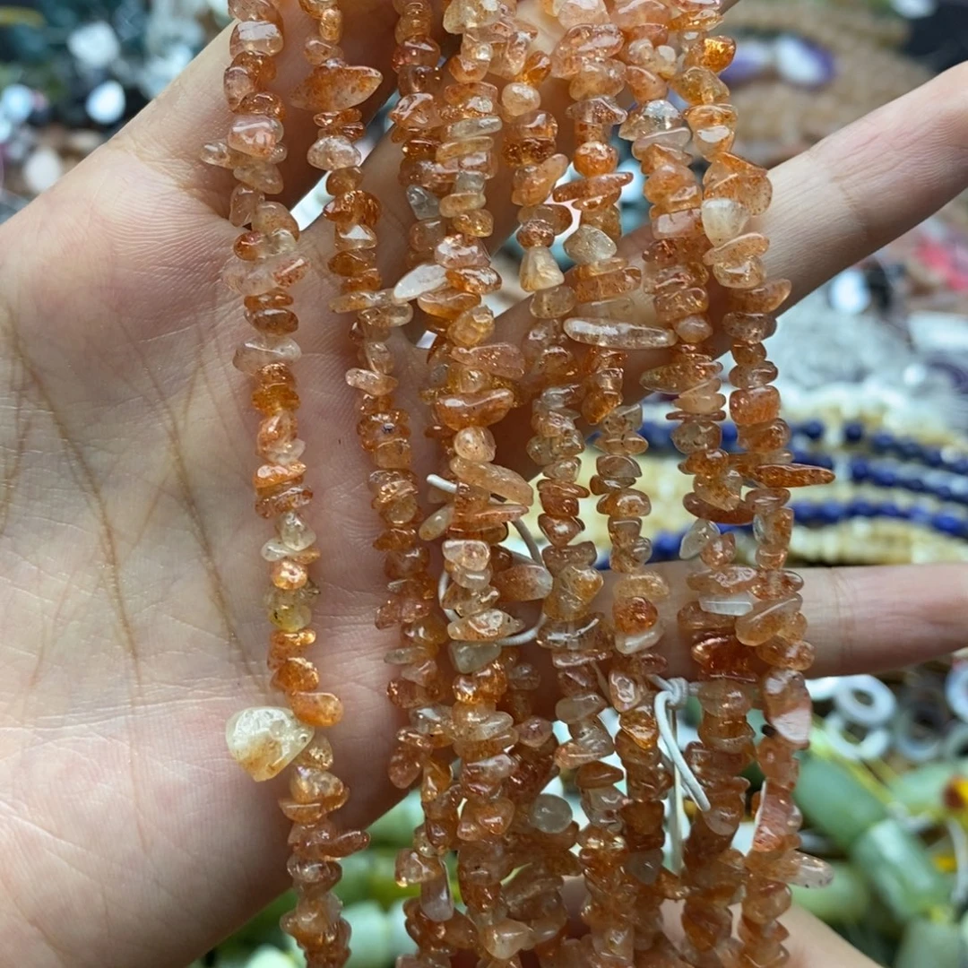 未镶嵌玛瑙/玉髓珠宝半成品一条天然金太阳阿鲁沙碎石5mm