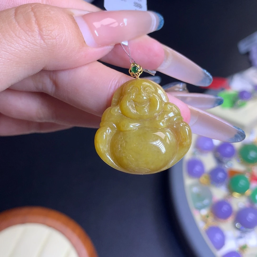 颈饰18K金镶嵌翡翠天然
