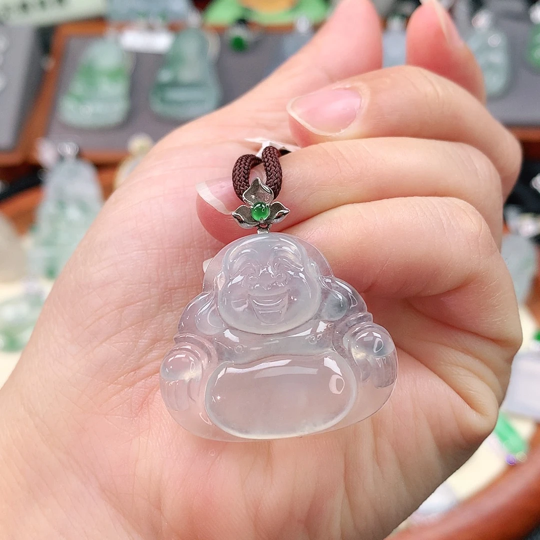 颈饰18K金镶嵌翡翠佛公