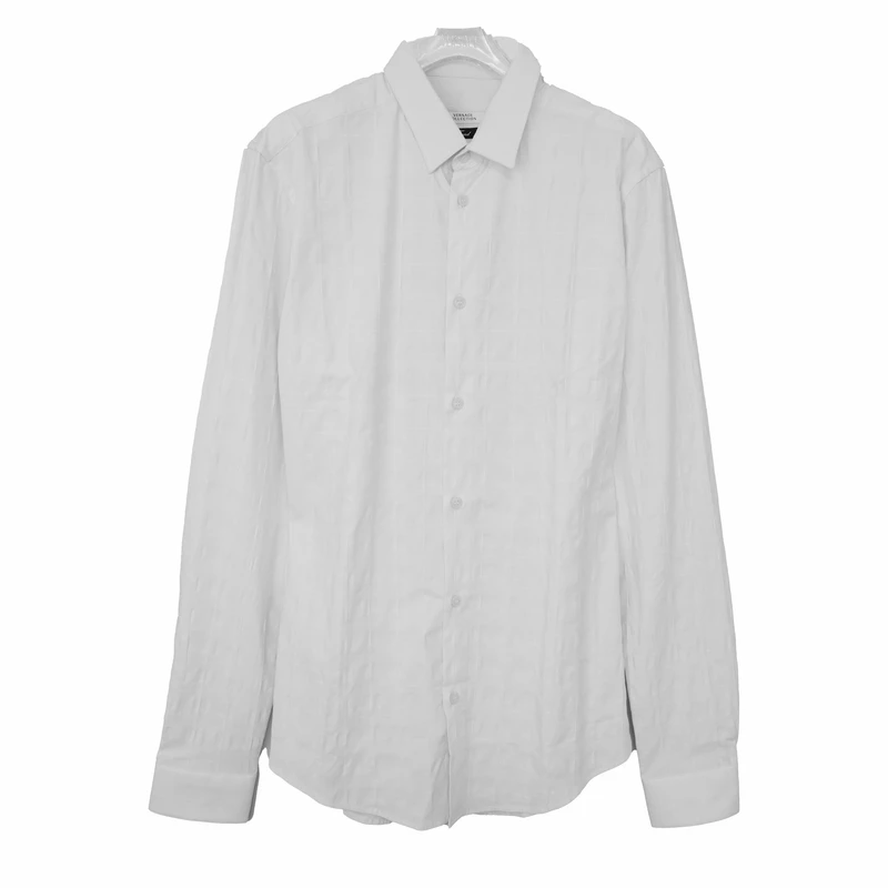 VERSACE/范思哲  VC男式简约纯棉白色长袖衬衫 V300197