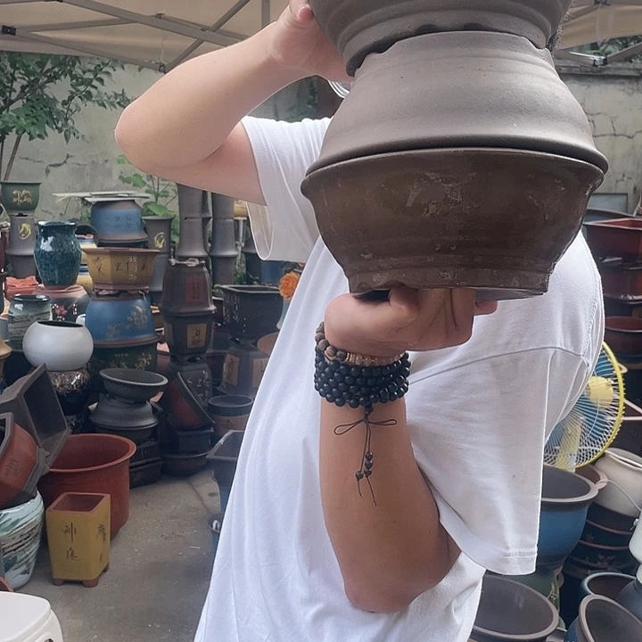20富贵一组三个花盆紫砂