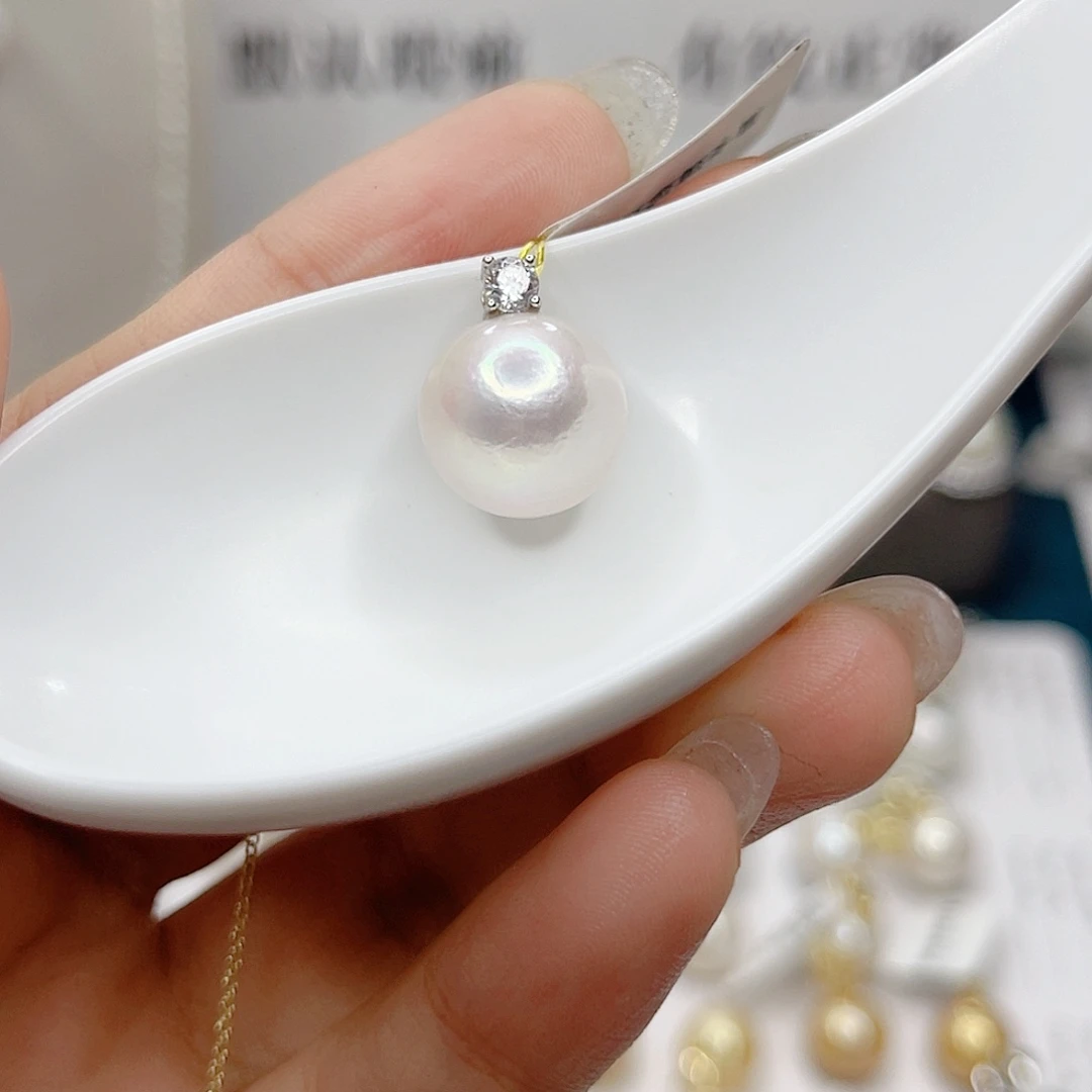 吊坠(不含链)银S925镶嵌淡水珍珠