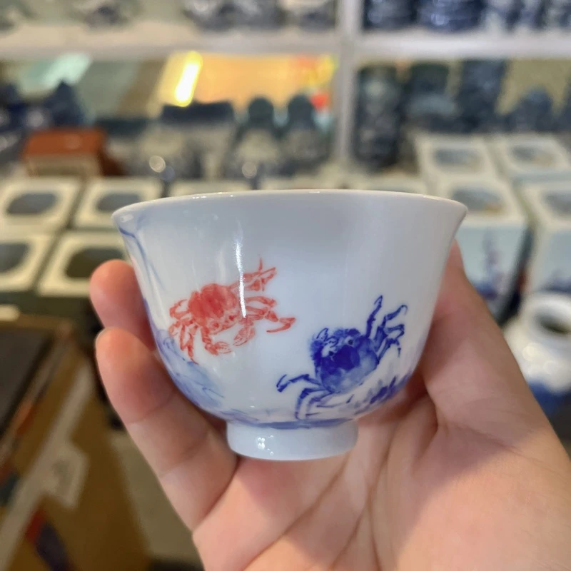 【预售15天】一儒堂青花双蟹单杯yrt982