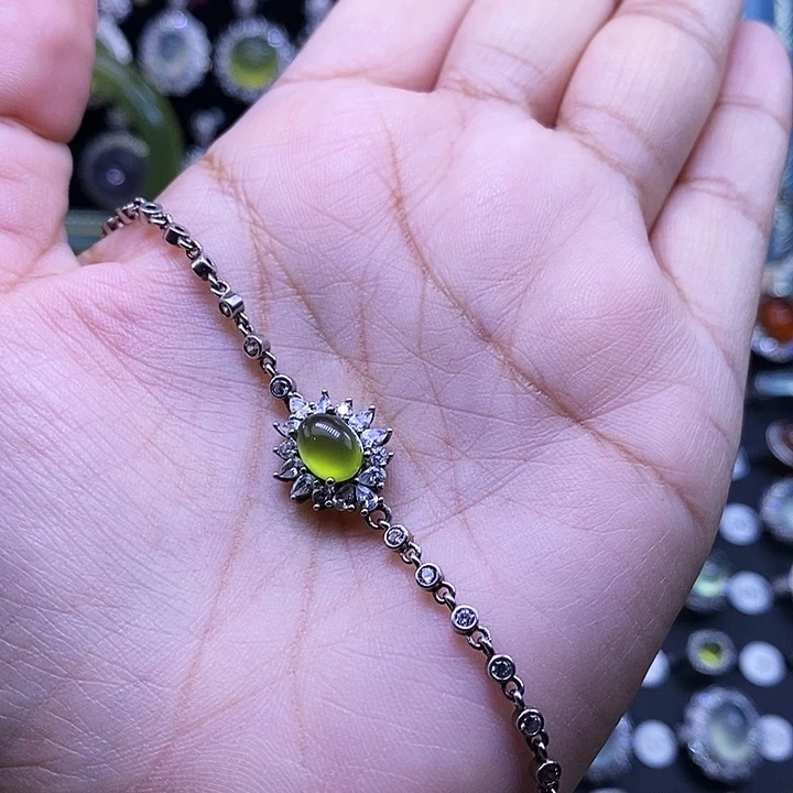 岫玉银S925镶嵌手链