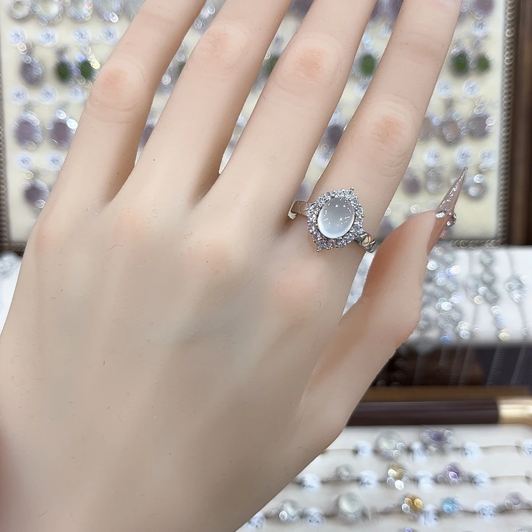 蛇纹石玉银S925镶嵌戒指