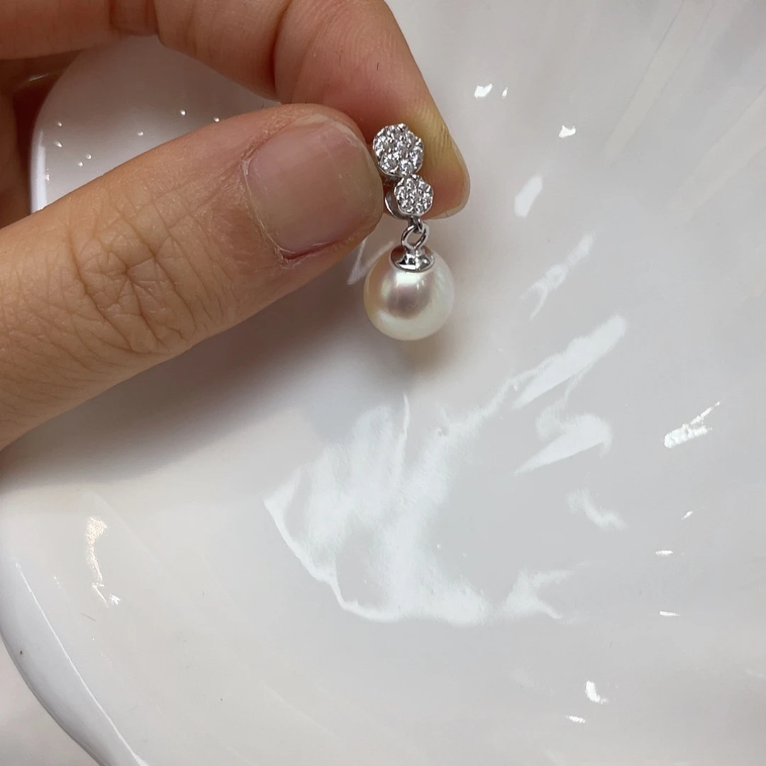 吊坠(不含链)银S925镶嵌海水珍珠