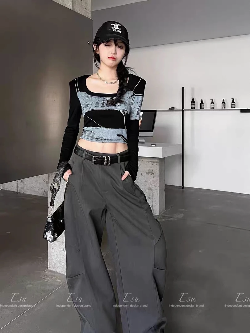 【400-550】早秋新款T恤女修身时尚显瘦百搭休闲打底衫长袖洋气内搭