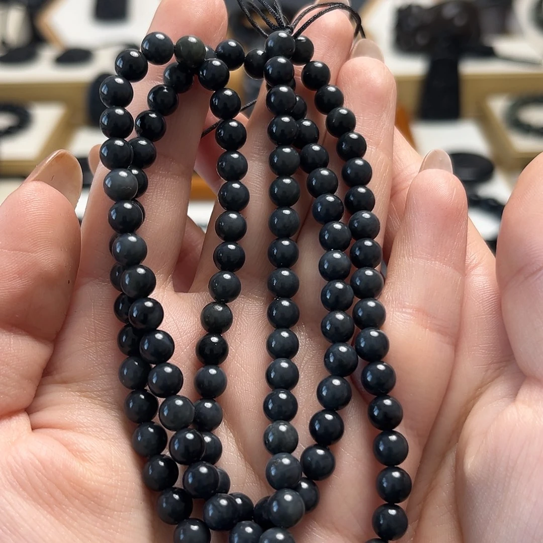 和田玉（墨玉）未镶嵌颈饰6项链108入门