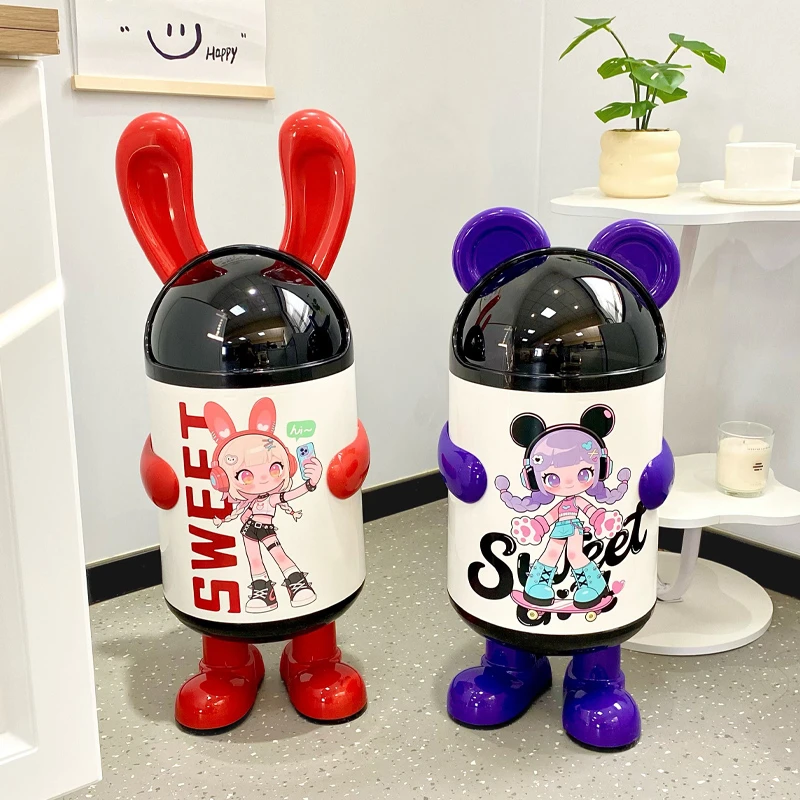 垃圾桶客厅家用大容量新款卧室轻奢高档高颜值高脚翻盖纸篓