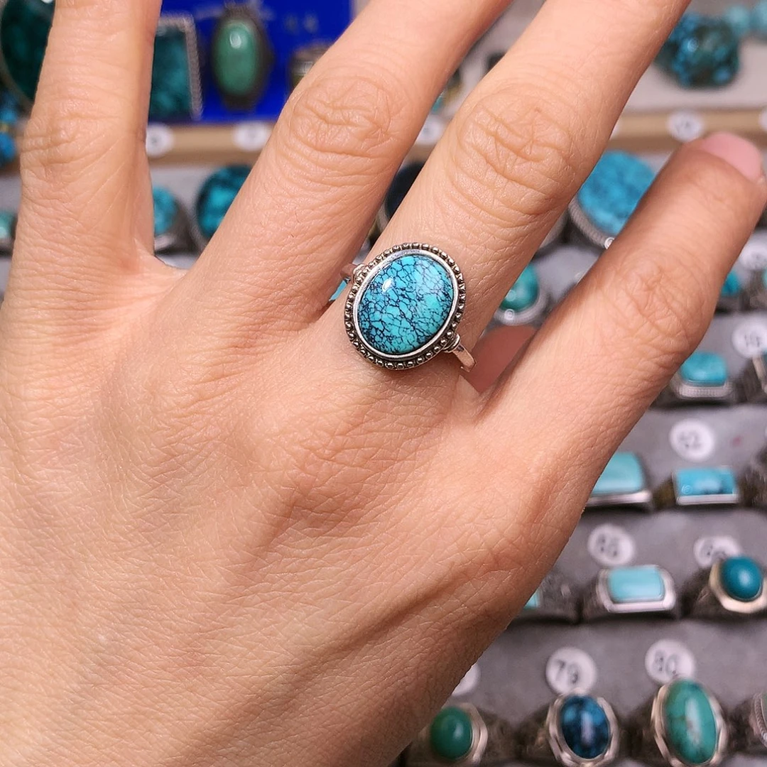 绿松石挂件银S925镶嵌