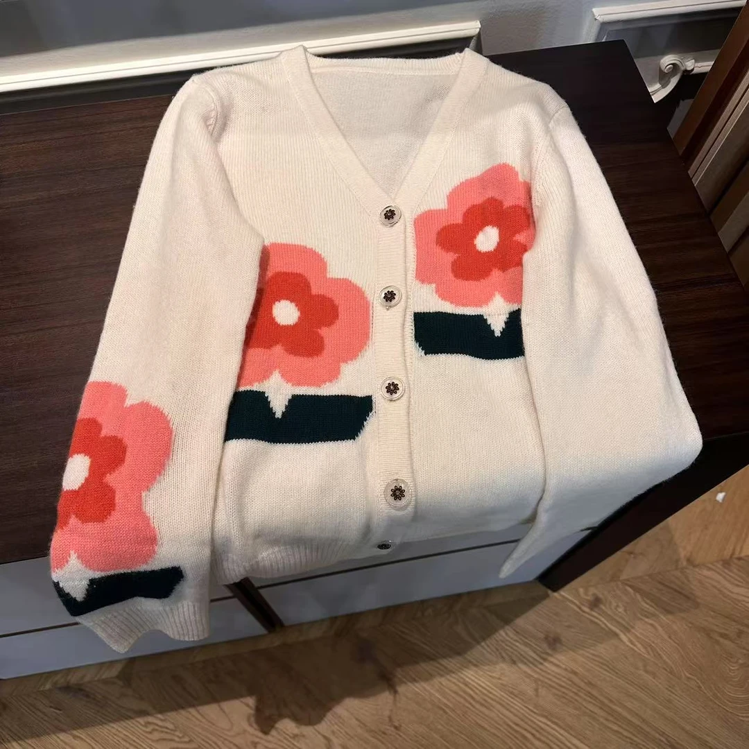 YTTRIUM LIN[两朵小花开衫]针织衫时尚减龄（不能机洗）23864