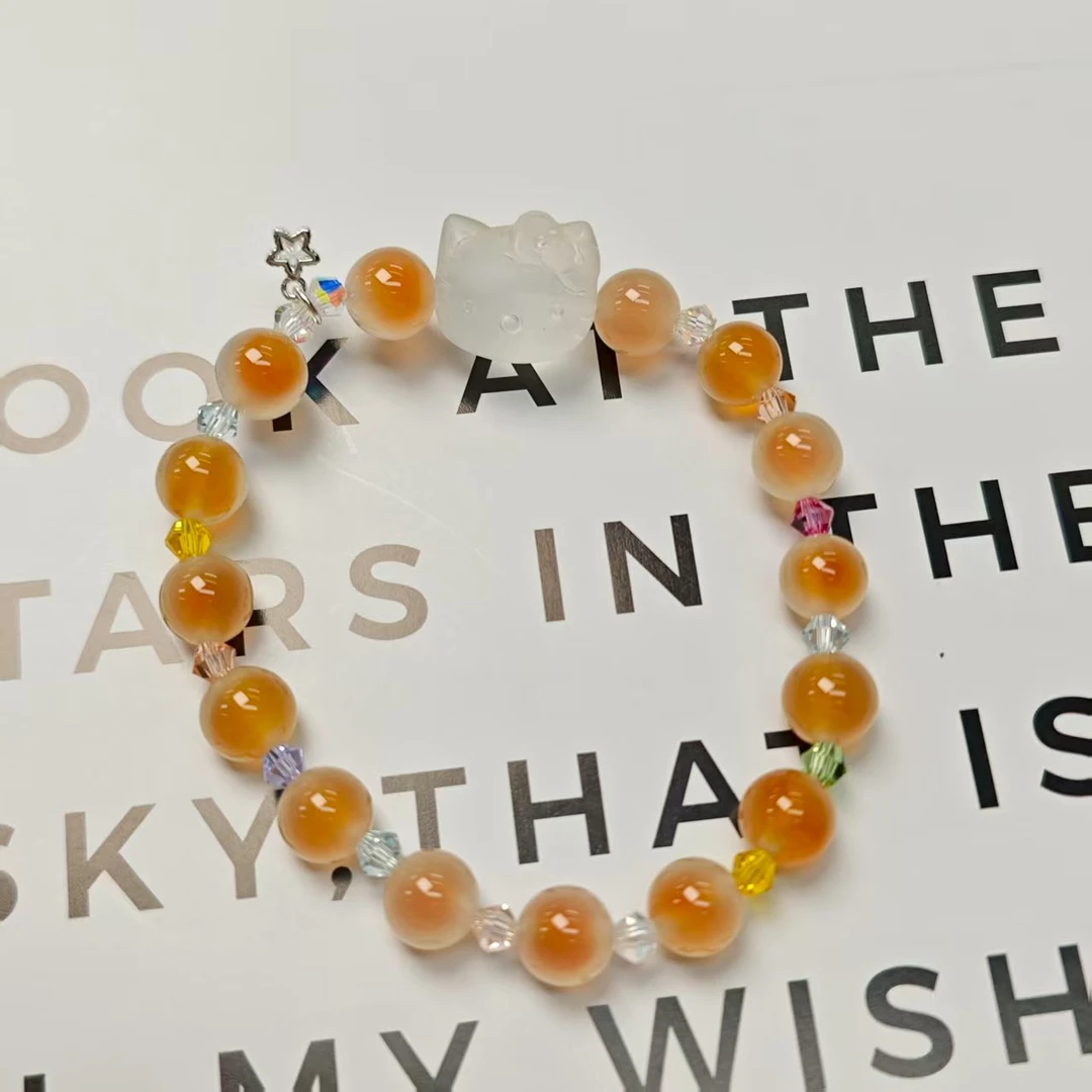 【橙子猫】橙溏心白水晶KT猫手链8+(多样发其一) AX191