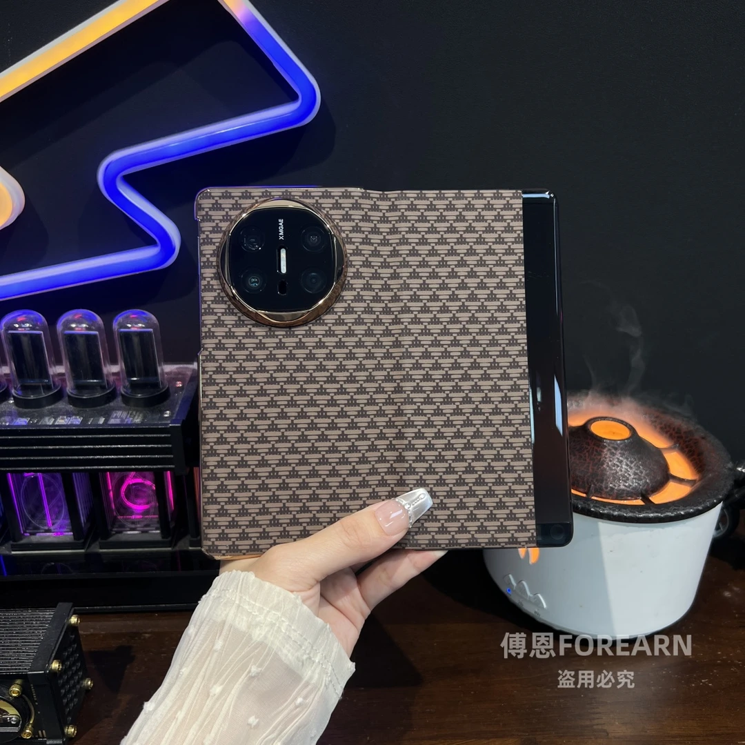 适用于华为matex6手机壳x6先锋版凯夫拉纹折叠屏matex5x3皮套防摔