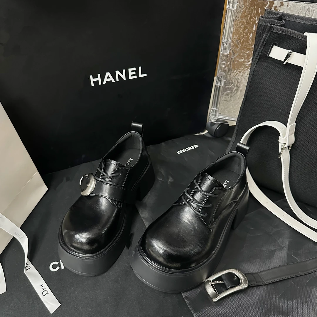 L玲L哒~2025 春款港风潮INS欧洲站一鞋两穿厚底时尚百搭乐福鞋女