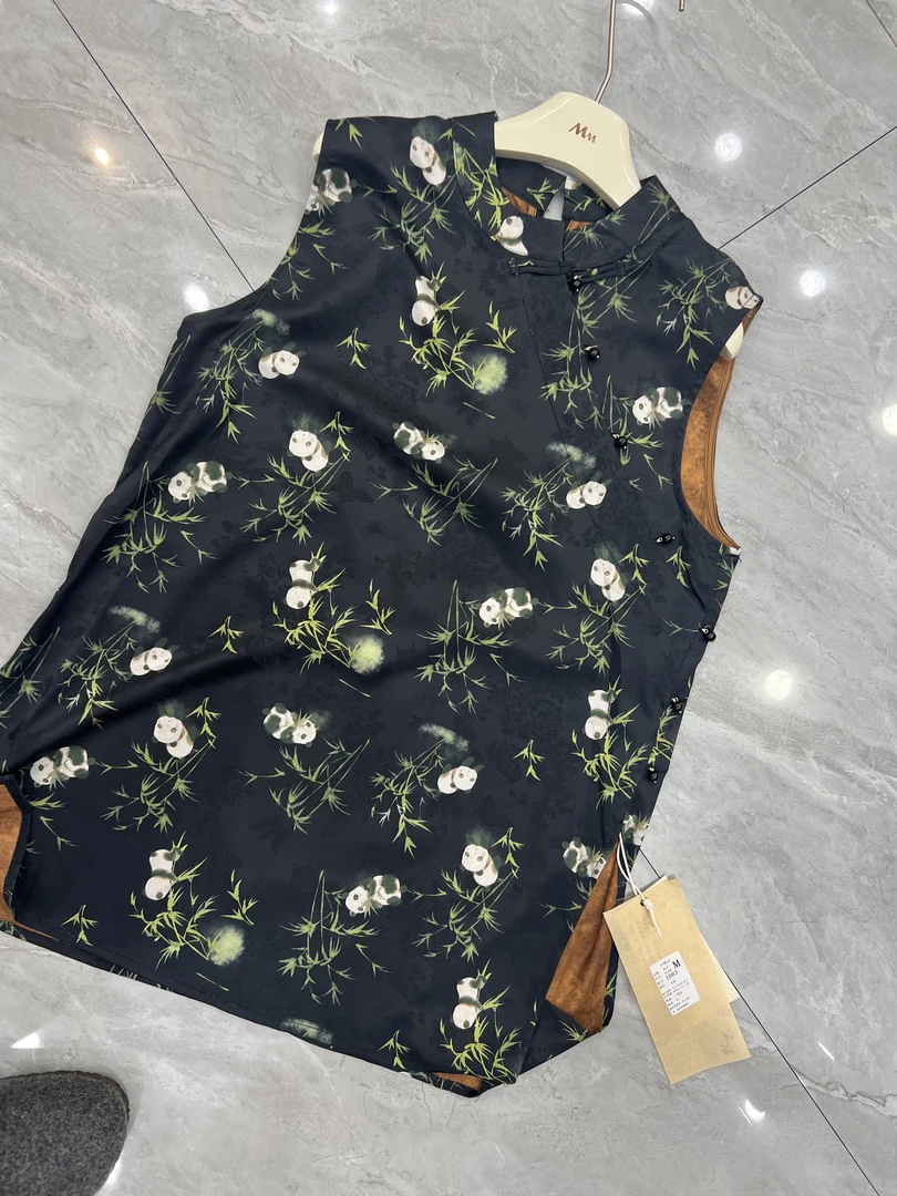 竹叶熊猫--中式国风气质时尚洋气碎花夏季复古休闲显瘦轻奢连衣裙