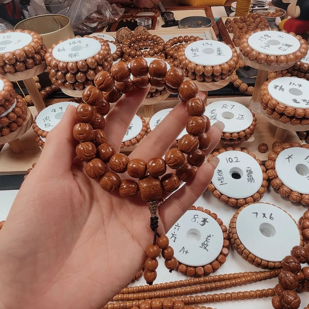 桃核手串无*，桃核光珠