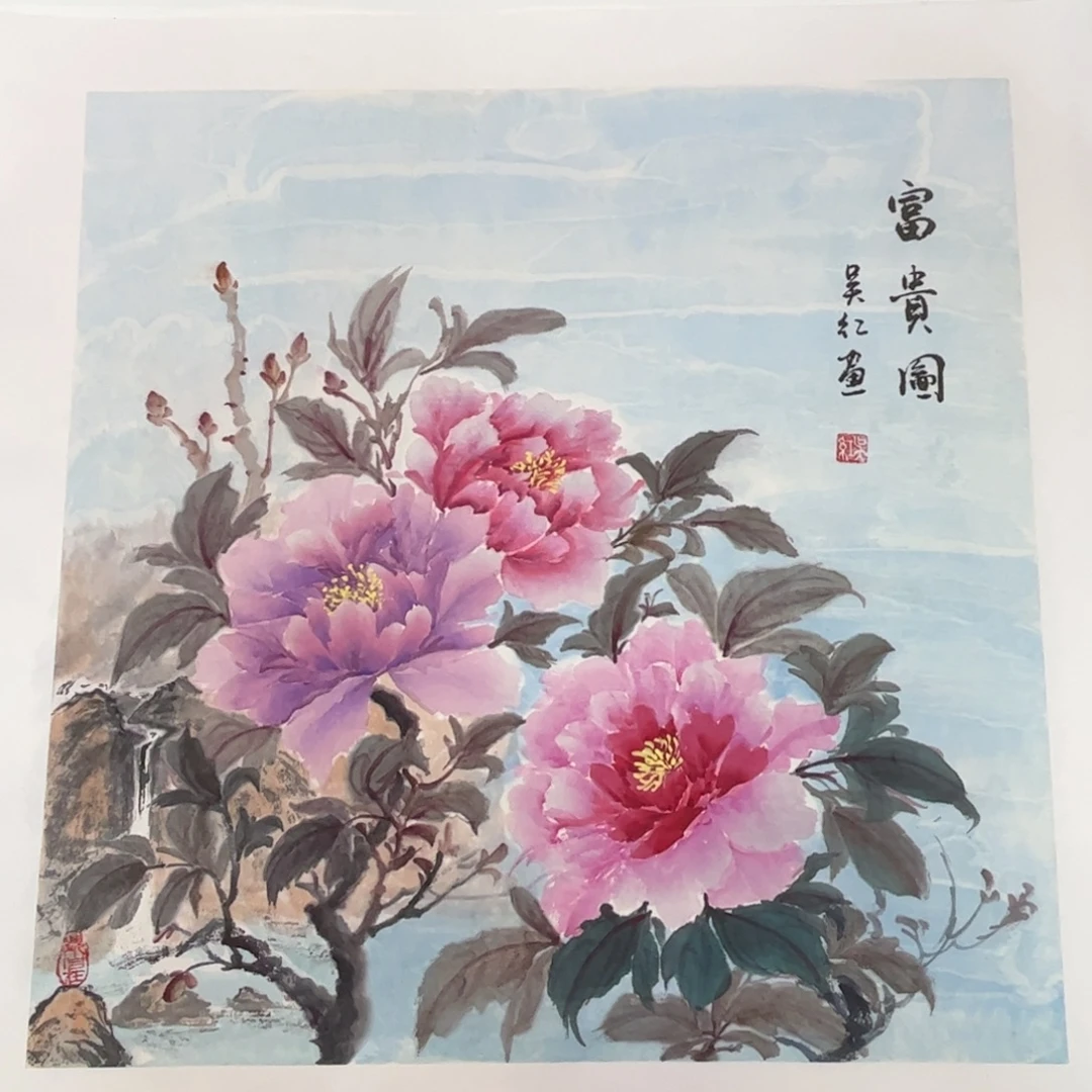 国画三尺斗方作品花鸟