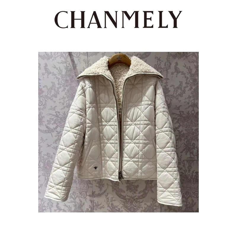 【CHANMELY】24/FW法式戴妃菱形格纹双面穿棉服外套0241562