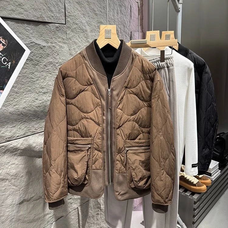 82103 # 假两件毛呢道袍男羽绒服